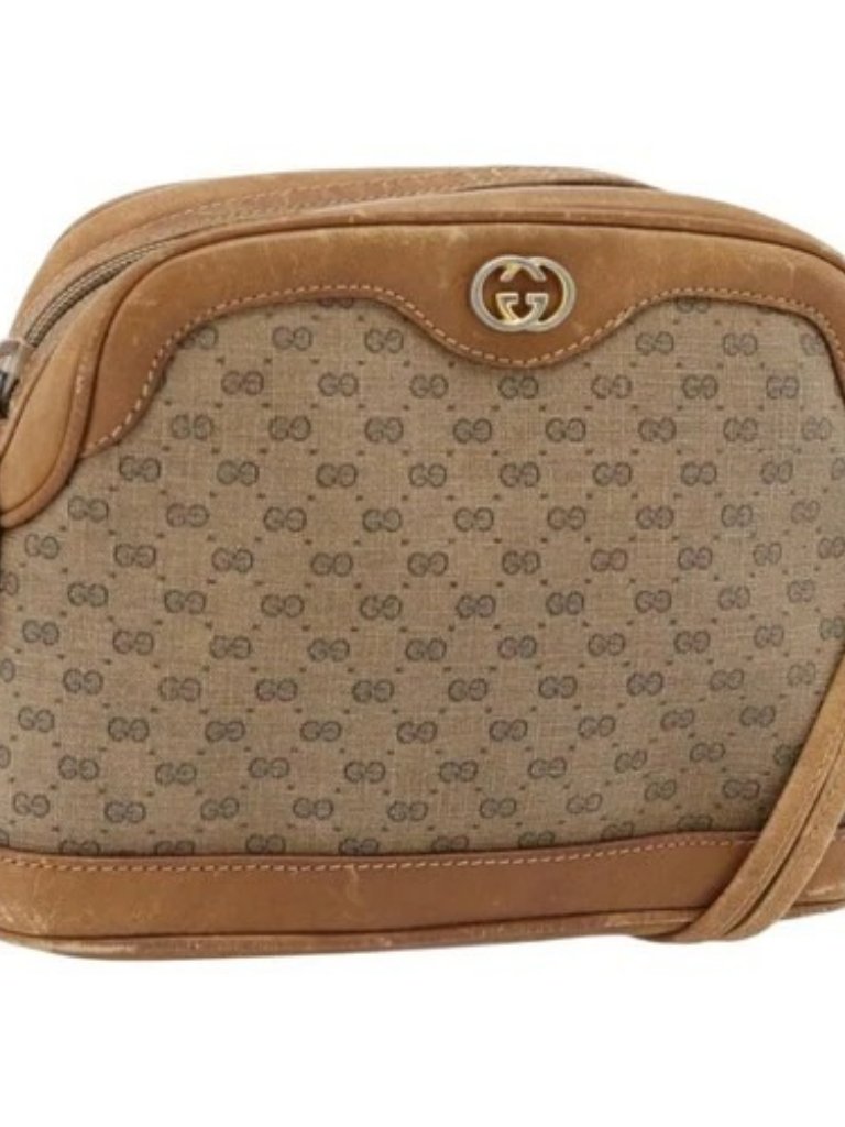 Gucci Micro Gg Supreme Shoulder Bag Pvc Beige Gold Auth Ka4395